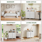Somdot White Nightstand with Charging Station and LED Light - Image 8