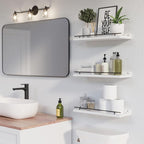 WOPITUES Floating Shelves with Black Metal Guardrail, Shelves - Image 2