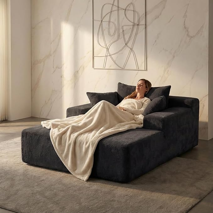 Sytopia Chaise Lounge with Armrests, Oversized Sofa Bed with 3 Pillows by Sytopia