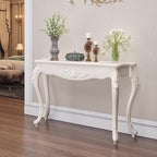 Victorian Style White Console Table, Vintage Entryway Foyer Narrow Sofa Table by Unknown