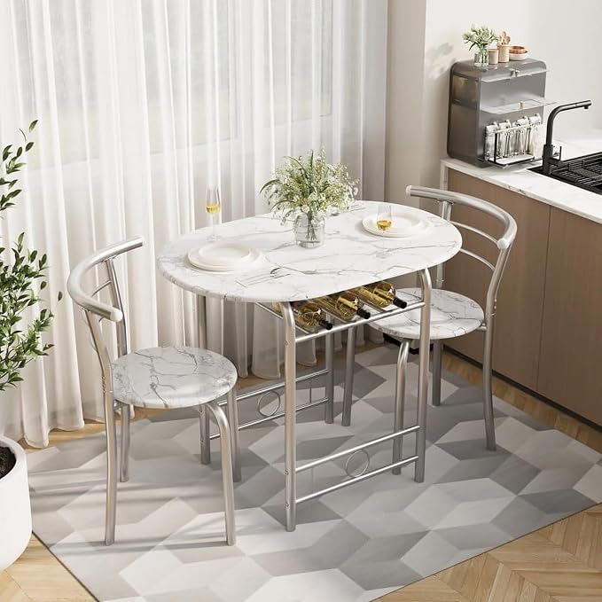 Shahoo 3-Piece Wooden Dining Table Set, Kitchen Breakfast Nook Sets by BuynowfromShahoo