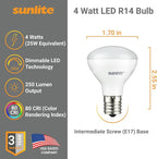 Sunlite LED R14 Mini Flood Light Bulbs, 4 Watts, 250 Lumens, Intermediate Base - Image 2