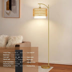 Gold Floor Lamps for Living Room Rattan Boho Floor Lamp - Image 9