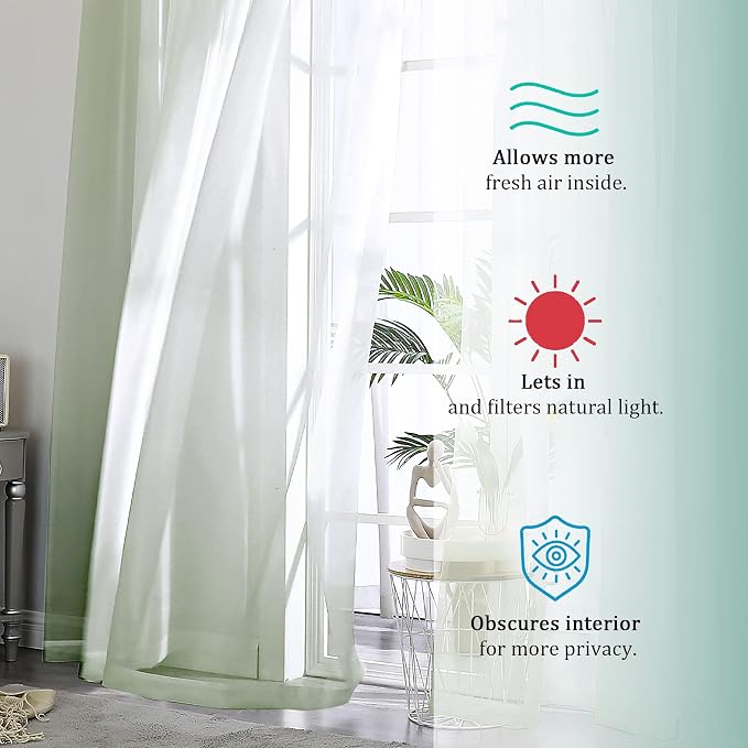 Living Room Sheer Curtains 120" Length 2 Panels Set - Image 4