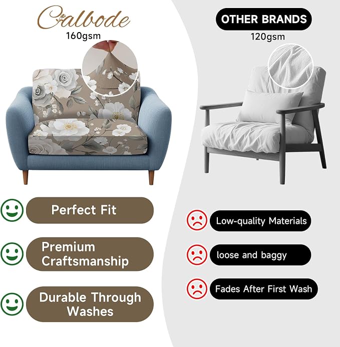 CALBODE 12Pcs Stretch Patio Cushion Cover, Vintage Floral Printed Couch & Sofa - Image 4
