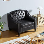 LEVNARY Chesterfield Chair Leather, Upholstered Sofa Chair - Image 3