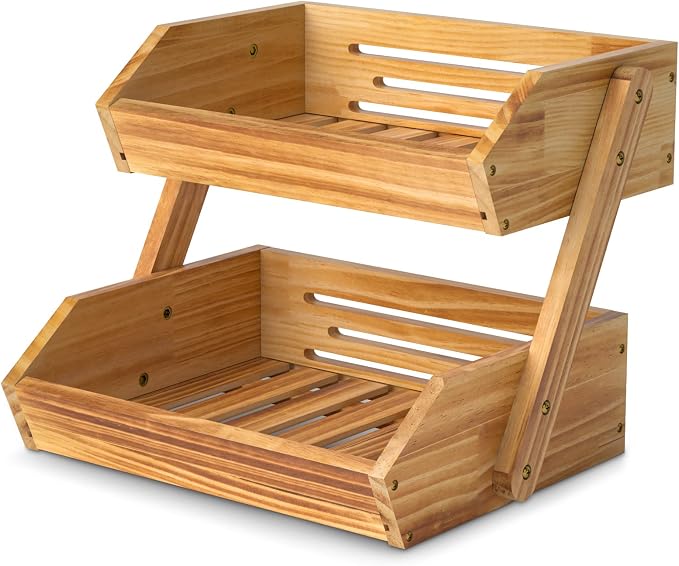 Merysen 2 Tier Wooden Fruit Basket by GaHOMEFAVOR
