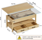 SYESWAY 42'' Lift Top Coffee Table, 4-in-1 Multifunctional Lift Coffee Table - Image 3
