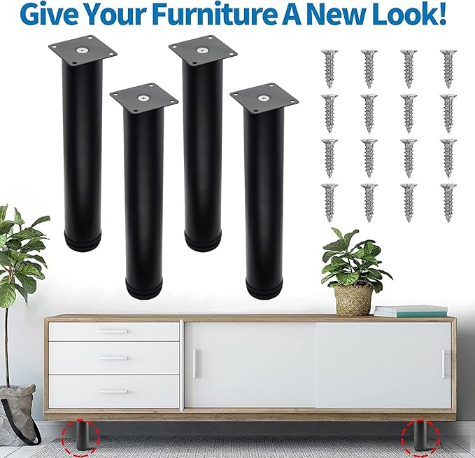 12 Inch Metal Furniture Legs Stainless Steel Adjustable Legs Black Metal Legs - Image 3