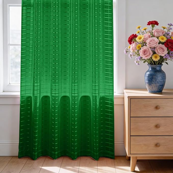 SpaceDresser Check Sheer Curtains 72 Inches Long - Image 3