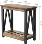ChooChoo Farmhouse End Table Set of 2, Rustic Vintage Narrow End Side Table - Image 3