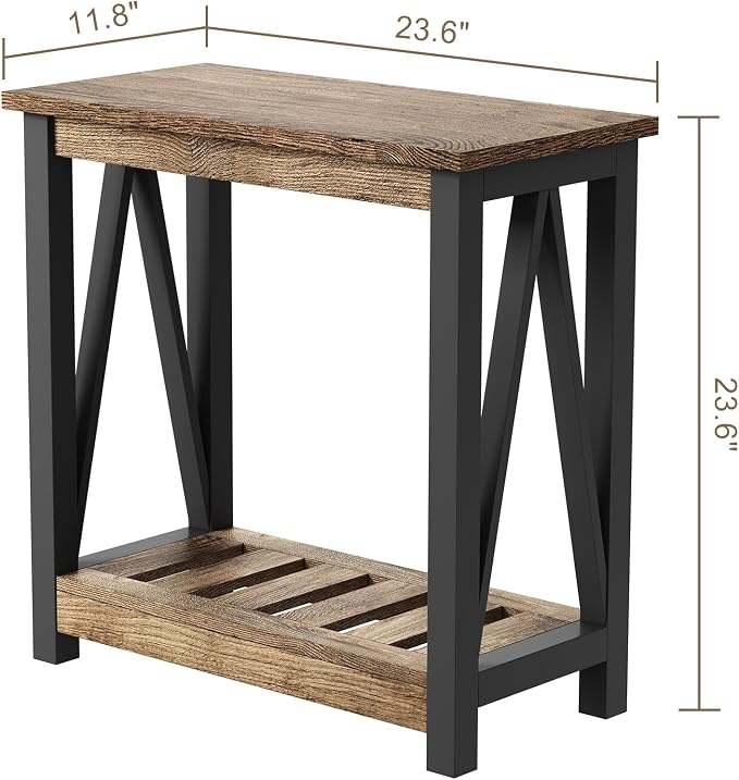 ChooChoo Farmhouse End Table Set of 2, Rustic Vintage Narrow End Side Table - Image 3