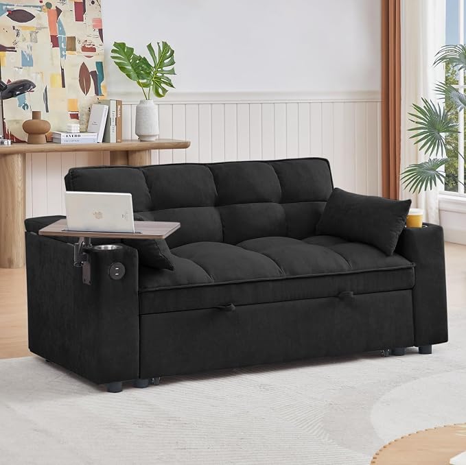 oaaktu 65''Convertible Sleeper Sofa Bed, 3-in-1 Pull Out Couch Bed - Image 3