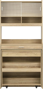 Kitchen Storage Cabinet with Hutch and Extendable Dining Table, 33.5" - Image 9