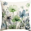 AVOIN colorlife Poppy Flowers Chinoiserie Throw Pillow Cover 18x18 Inch | Blue by AVOINcolorlife