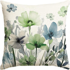 AVOIN colorlife Poppy Flowers Chinoiserie Throw Pillow Cover 18x18 Inch | Blue by AVOINcolorlife