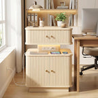Nightstand with Charging Station, Modern Night Stand with Smart Led Light and 2 - Image 8