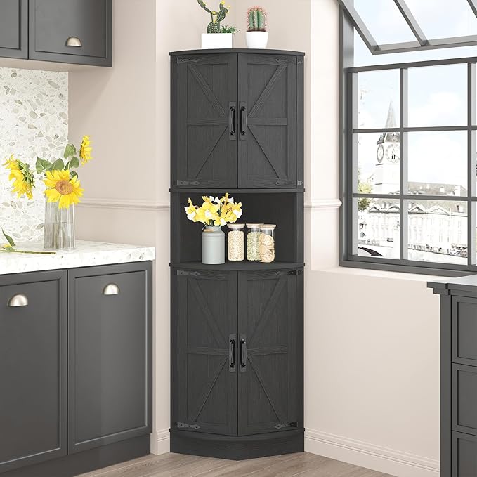 Vabches 64.8" Tall Farmhouse Corner Cabinet by Vabches