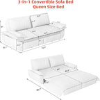73.2" Sofa Bed Queen, 3-in-1 Pull Out Sofa Bed - Image 2