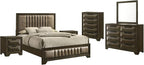 Kings Brand Furniture 6-Piece Modern & Premium Bedroom Set in Walnut Wood Finish - Image 2