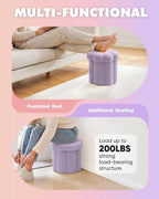 B FSOBEIIALEO Storage Ottoman Foldable, Sunflower Shaped Small Footrest - Image 5