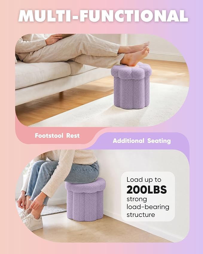 B FSOBEIIALEO Storage Ottoman Foldable, Sunflower Shaped Small Footrest - Image 5