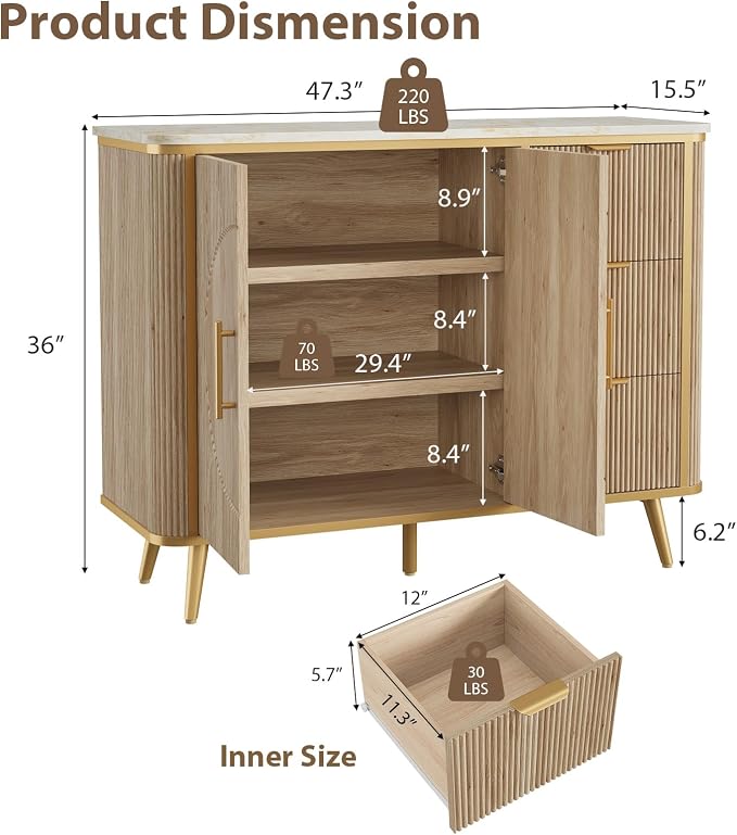 47.3" Modern Buffet Cabinet - Image 2
