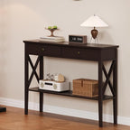 ChooChoo Console Table with Drawers, Narrow Wood Accent Sofa Table Entryway - Image 8