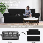 Easy-Going Stretch Loveseat Couch Covers Washable Black | 1-Piece Loveseat - Image 4