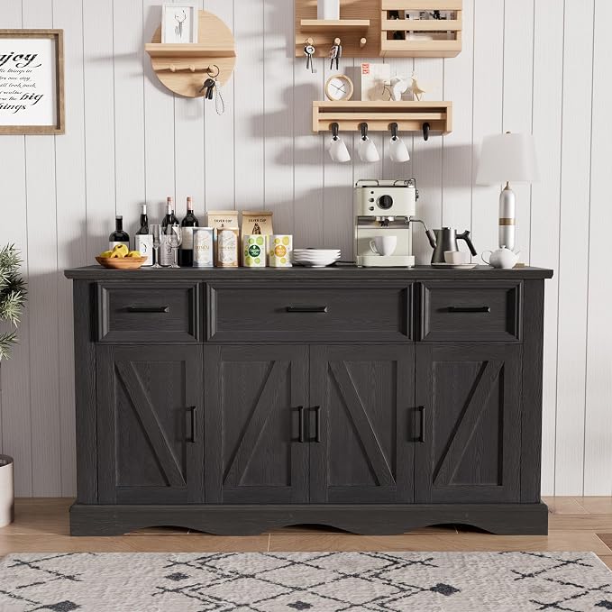 56" Large Wooden Buffet Cabinet - Image 4