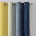 Navy Blue and Yellow Ombre Blackout Curtains - Image 4