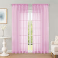 Sheer Curtains 84 Inches Long 2 Panels Set, Sheer Pink Curtains by OWENIE