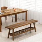 HOKYHOKY Reclaimed Solid Wood Bench-55 Inches Farmhouse Entryway Bench - Image 3