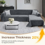 2 Pieces Sectional Couch Covers L Shaped Cover XXXL Dark Gray | Thick Washable - Image 3