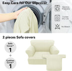 Waterproof Chair Cover with Arms 2-Piece Set Striped Slipcover - Image 5