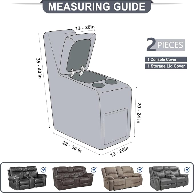 ANARACHON Leather Look Recliner Console Cover - Image 3