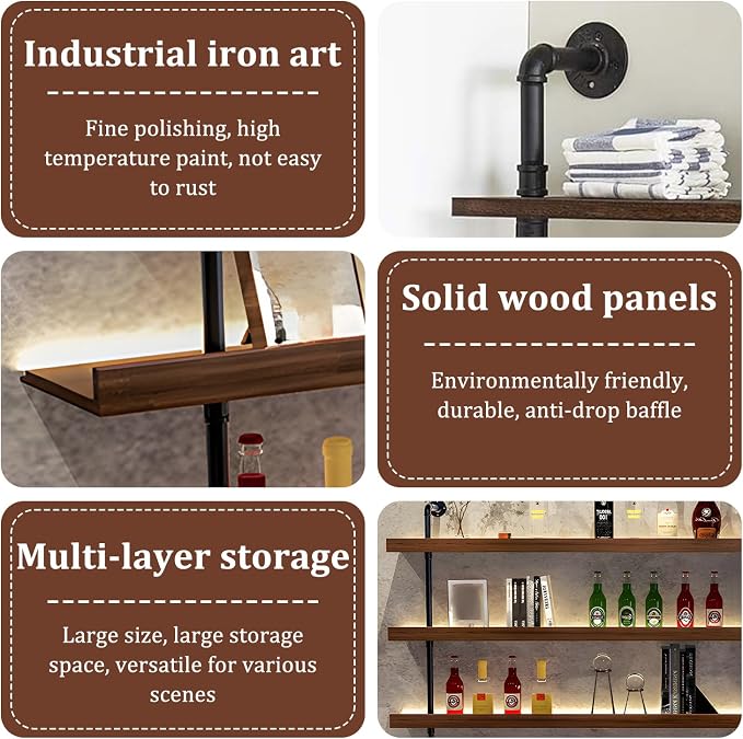 Wall Mounted Solid Wood Wine Rack, Large Wine Rack - Image 4