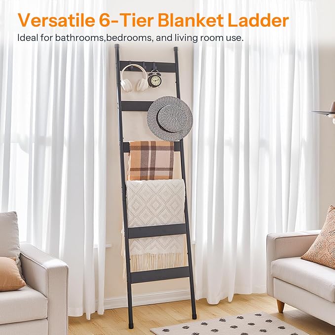 HOOBRO Blanket Ladder, 6-Tier Towel Rack - Image 5