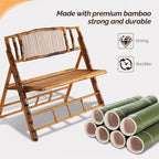 VINGLI Bamboo Rattan Folding Loveseat, Handmade Double Seat Folding Chair - Image 4