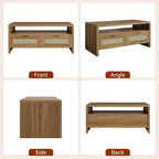 Garvee Boho Coffee Table with Storage, 2 Tiers Wooden Center Coffee Table - Image 8