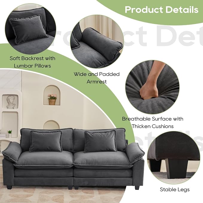 Oprisen 86" Modular Sectional Sofa, Comfy Cloud Couch Sectional Sofa - Image 6