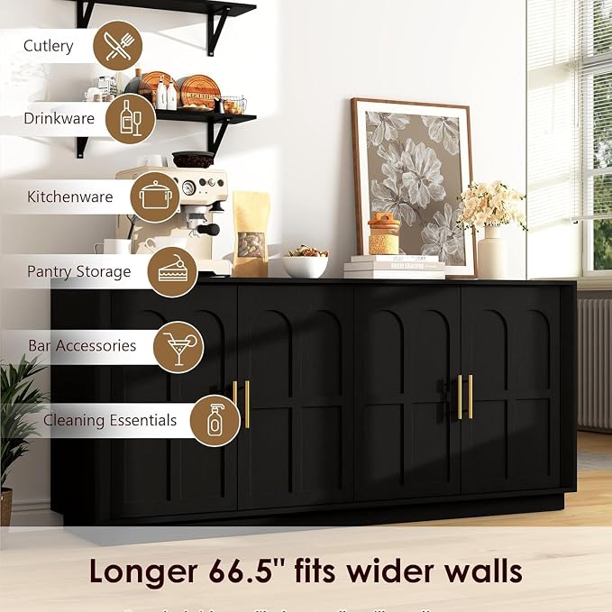 67'' Modern TV Stand for TVs up to 75'', Modern Long Media Console - Image 5