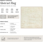 Area Rug Living Room: 4x4 Modern Washable Indoor Soft Carpet Beige | - Image 2