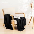 CozeCube Jet Black Seed Stitch Throw Blanket 60"x80", Farmhouse Decor | Blanket - Image 5