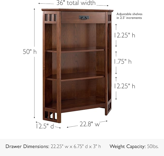 Leick Home 82263 Mission Mantel Height Corner Bookcase - Image 3