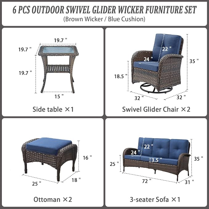 Belord 6 Piece Patio Conversation Sets - Image 2