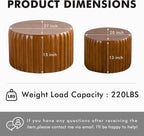 Round Nesting Coffee Table Set of 2, Mid Century Modern Wood Fluted Coffee Table - Image 2