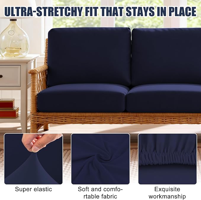 4PCS Patio Cushion Covers, Patio Furniture Couch Seat Slipcovers，Washable - Image 3