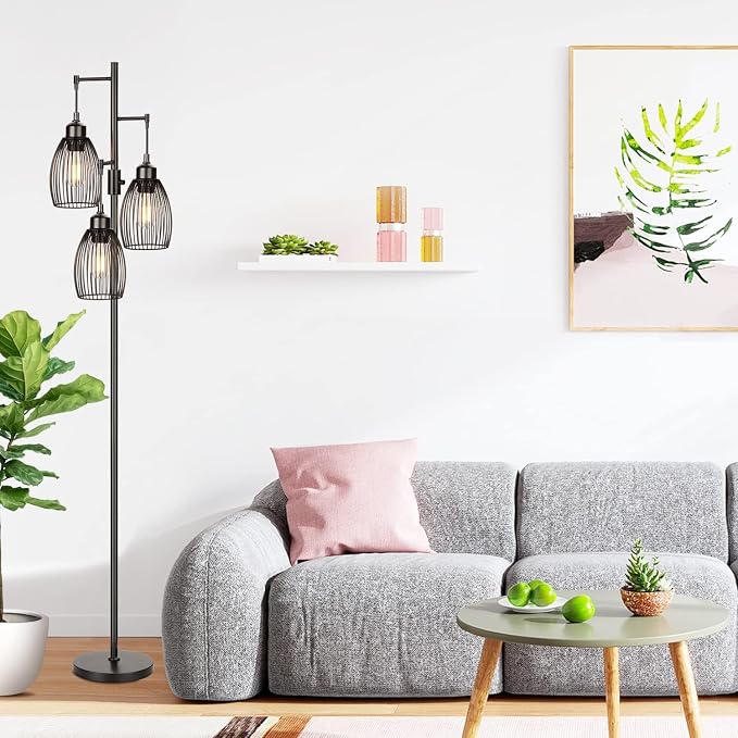 68’’ Dimmable Floor Lamp, 3 x 800LM LED Edison Bulbs Included, Industrial Floor - Image 5