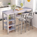 AWQM 3-Piece Bar Table and Chairs Set, Modern Glay Table by AWQM